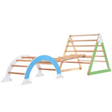 Multifunction Playset Natural Wood Playground - 90.00"L * 31.50"W * 32.00"H