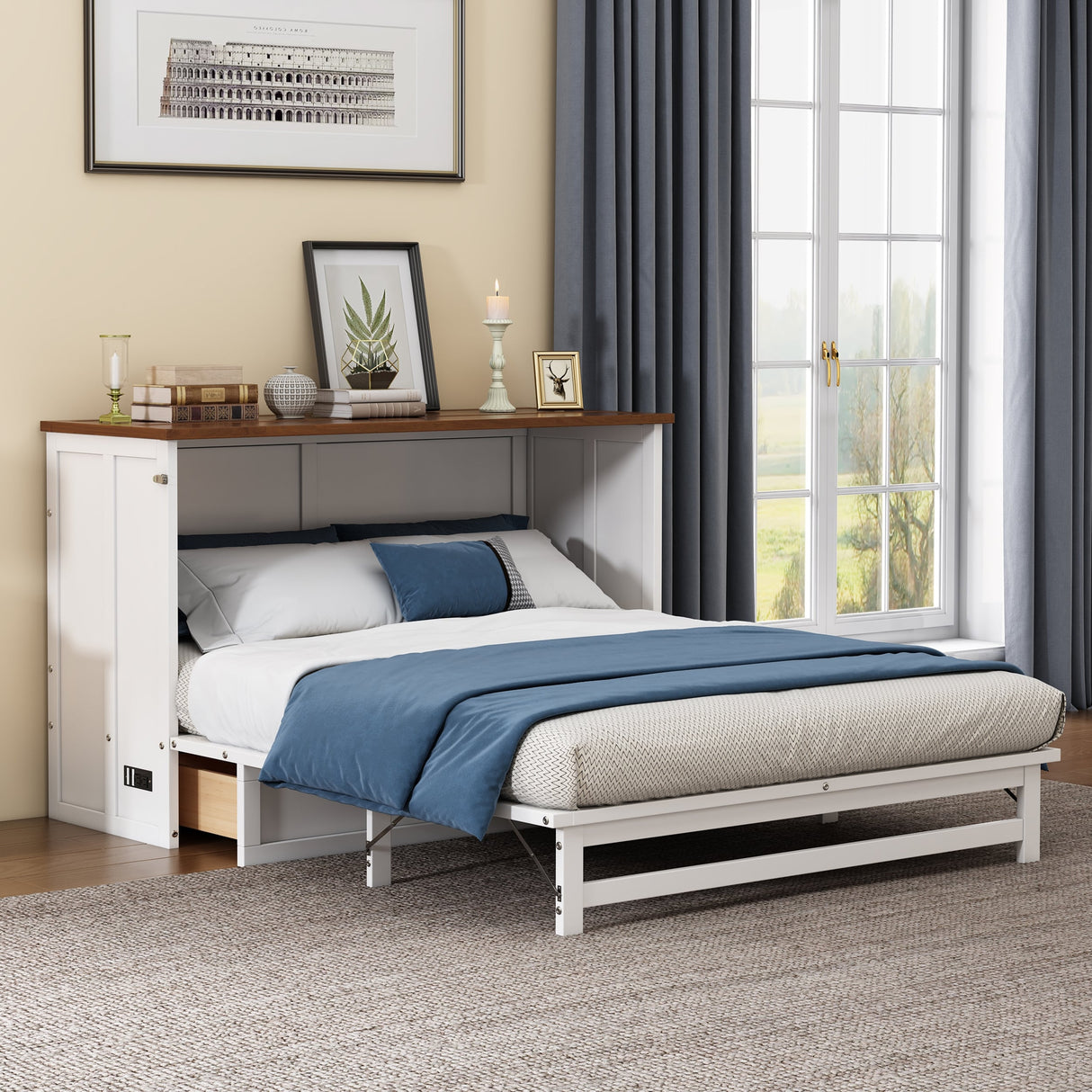 Multifunctional Design Queen Size Murphy Bed Cabinet Bed Folding Wall Bed