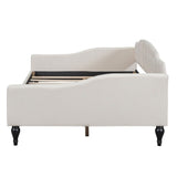 Multifunctional Design Wood Bed Frame Full Size Upholstered Tufted Daybed Bedroom Furniture Kids Bed, Beige