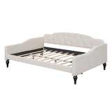 Multifunctional Design Wood Bed Frame Full Size Upholstered Tufted Daybed Bedroom Furniture Kids Bed, Beige