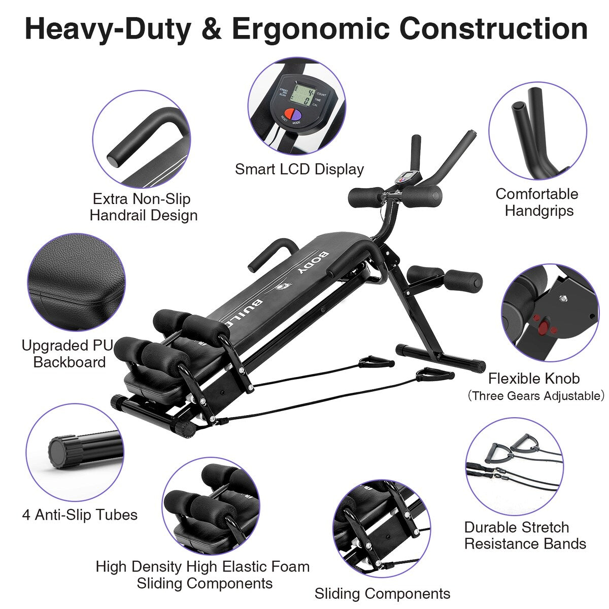 Multifunctional Exercise Machines with LCD Monitor - 50.8*35*15.9INCH