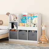 Multifunctional Kids Bookcase with 3 Collapsible Fabric Drawers