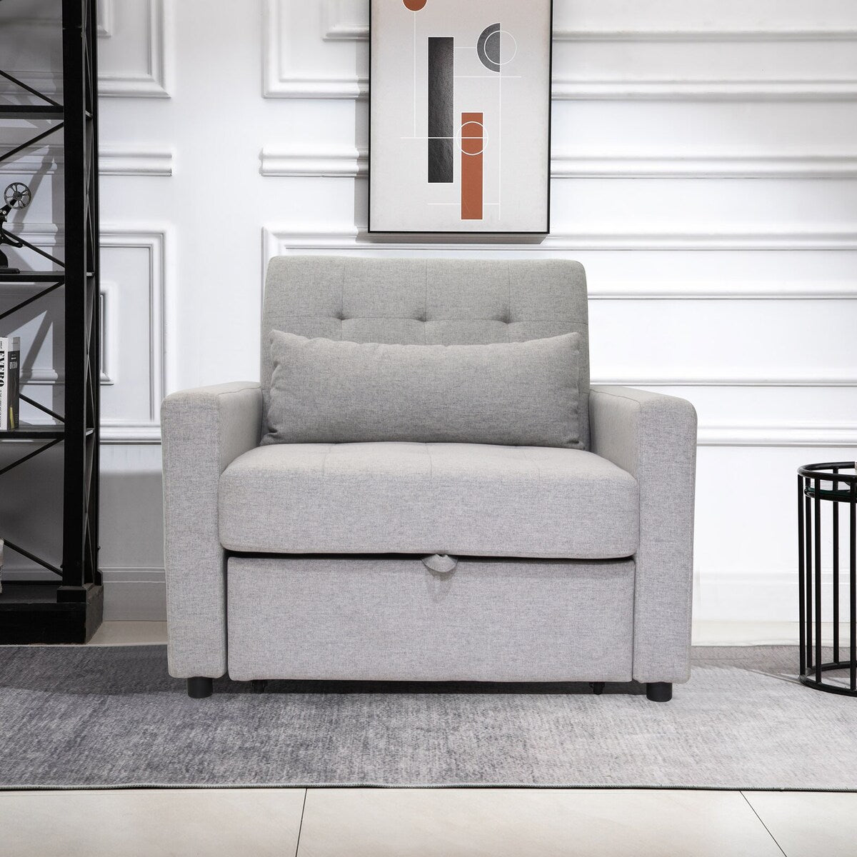 Multifunctional Single Sleeper Sofa, Can Be Adjusted in 3 Gears, Solid