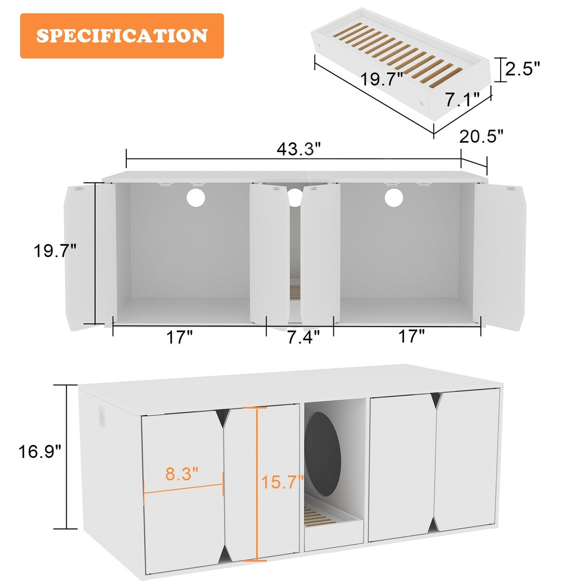 Multifunctional Wooden Cat Washroom Storage Bench Litter Box Cabinet