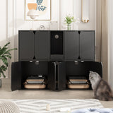 Multifunctional Wooden Cat Washroom Storage Bench Litter Box Cabinet