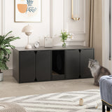 Multifunctional Wooden Cat Washroom Storage Bench Litter Box Cabinet