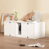 Multifunctional Wooden Cat Washroom Storage Bench Litter Box Cabinet