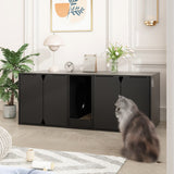 Multifunctional Wooden Cat Washroom Storage Bench Litter Box Cabinet