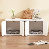 Multifunctional Wooden Cat Washroom Storage Bench Litter Box Cabinet