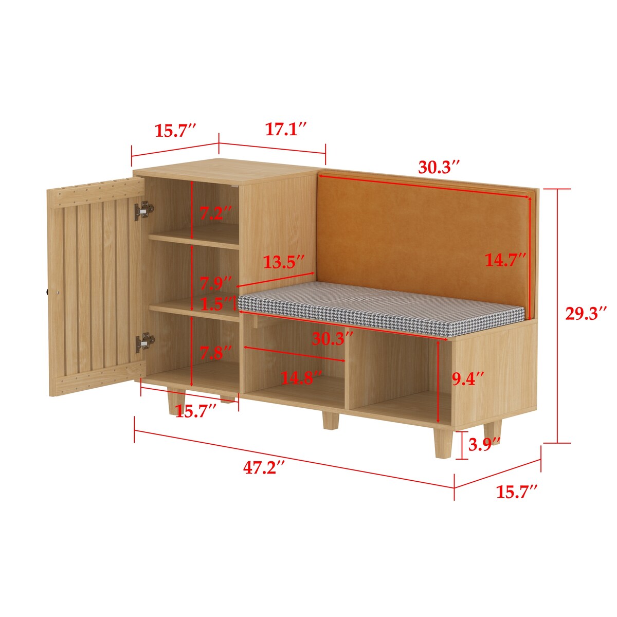 Multipurpose Shoe Rack w/Upholstered Bench and Large Capacity Storage