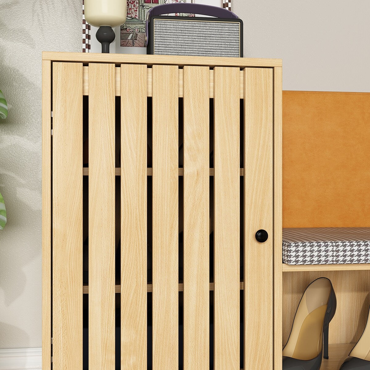 Multipurpose Shoe Rack w/Upholstered Bench and Large Capacity Storage