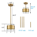 Murcia Modern Brass Rod-Hung Pendant 1-Light, Clear Glass Shade
