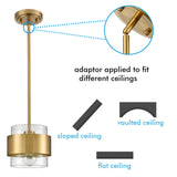 Murcia Modern Brass Rod-Hung Pendant 1-Light, Clear Glass Shade