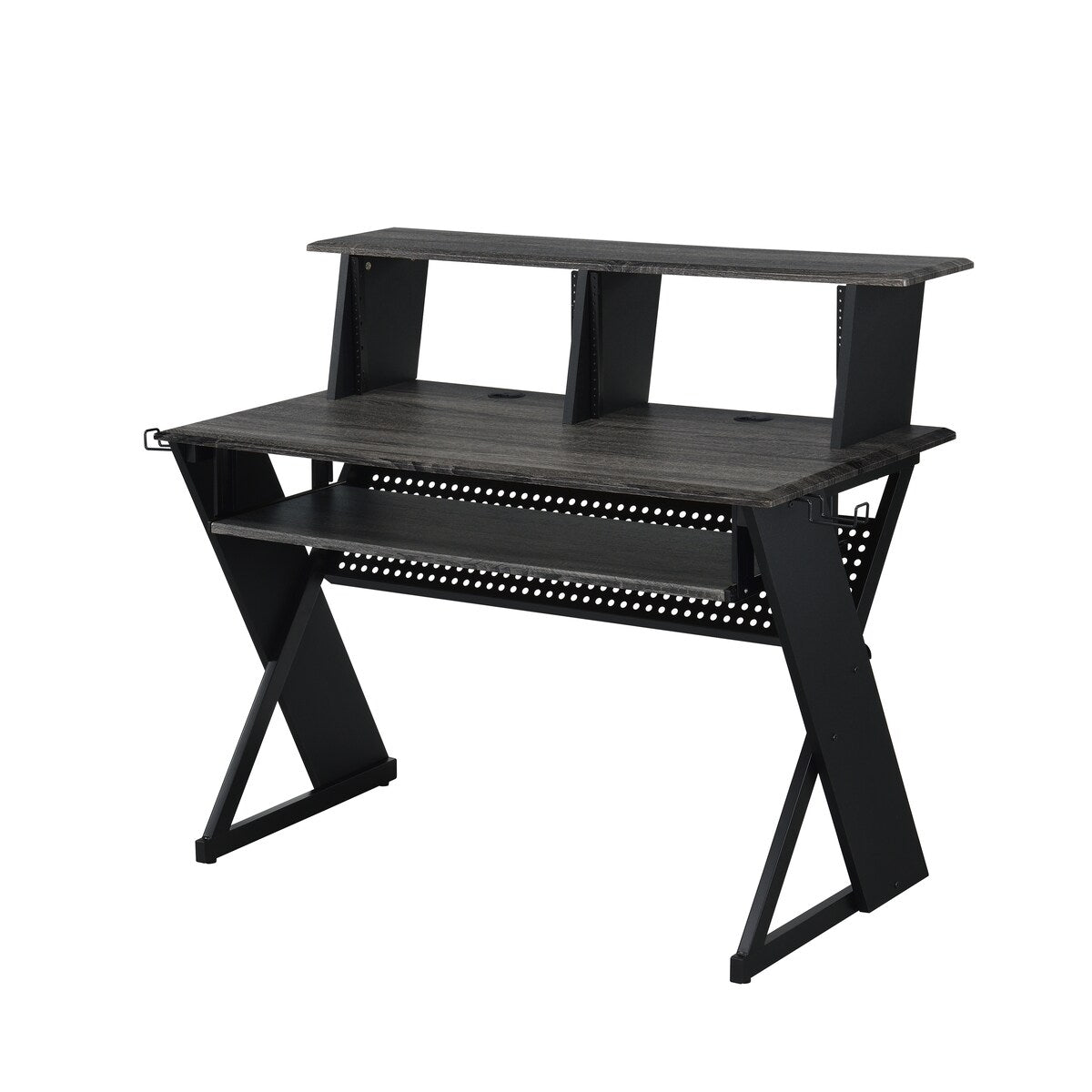 Music Desk Workstation with Pullout Keyboard Tray, Cable Management