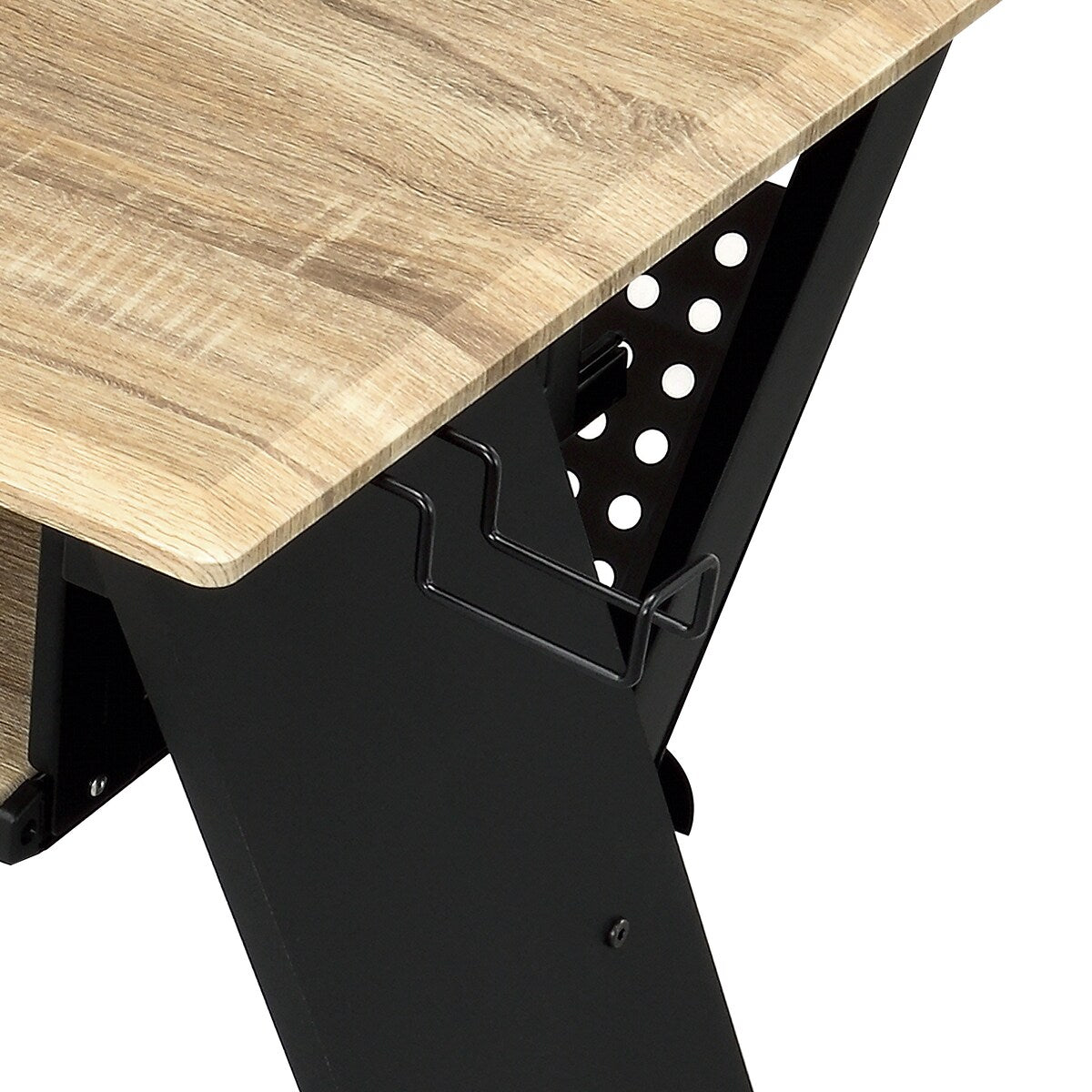 Music Desk Workstation with Pullout Keyboard Tray, Cable Management