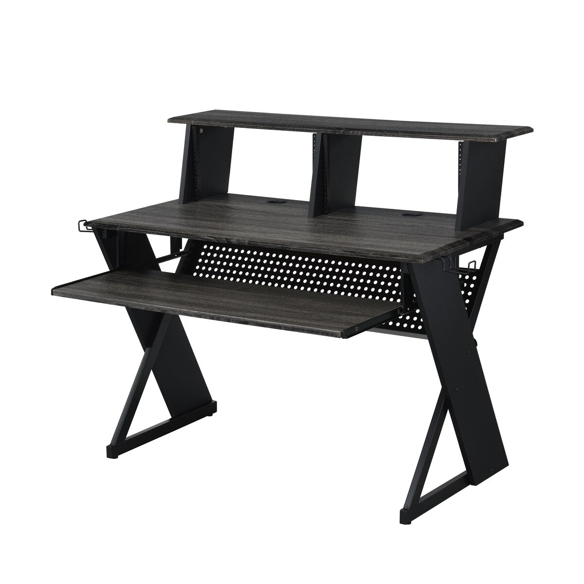 Music Desk Workstation with Pullout Keyboard Tray, Cable Management