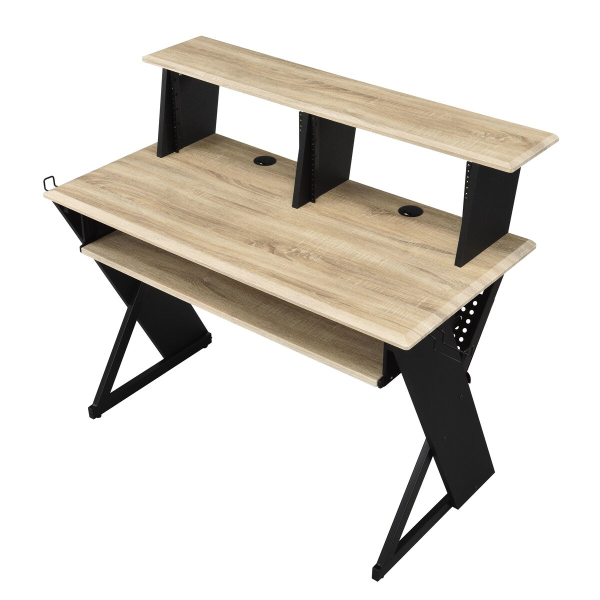Music Desk Workstation with Pullout Keyboard Tray, Cable Management