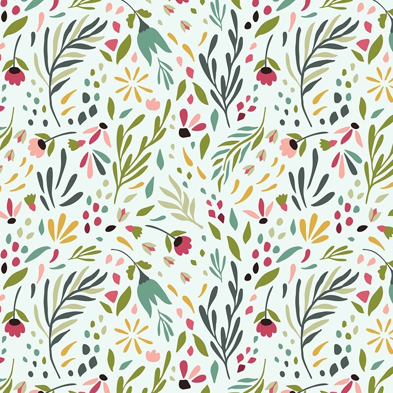 Muted Garden Spring - Colorful Floral Removable Peel and Stick Canvas Texture Wallpaper