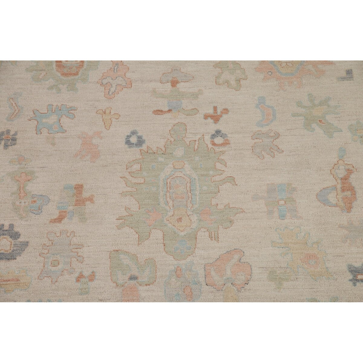 Muted Oushak Turkish Area Rug Handmade Wool Carpet - 9'1" x 11'10"