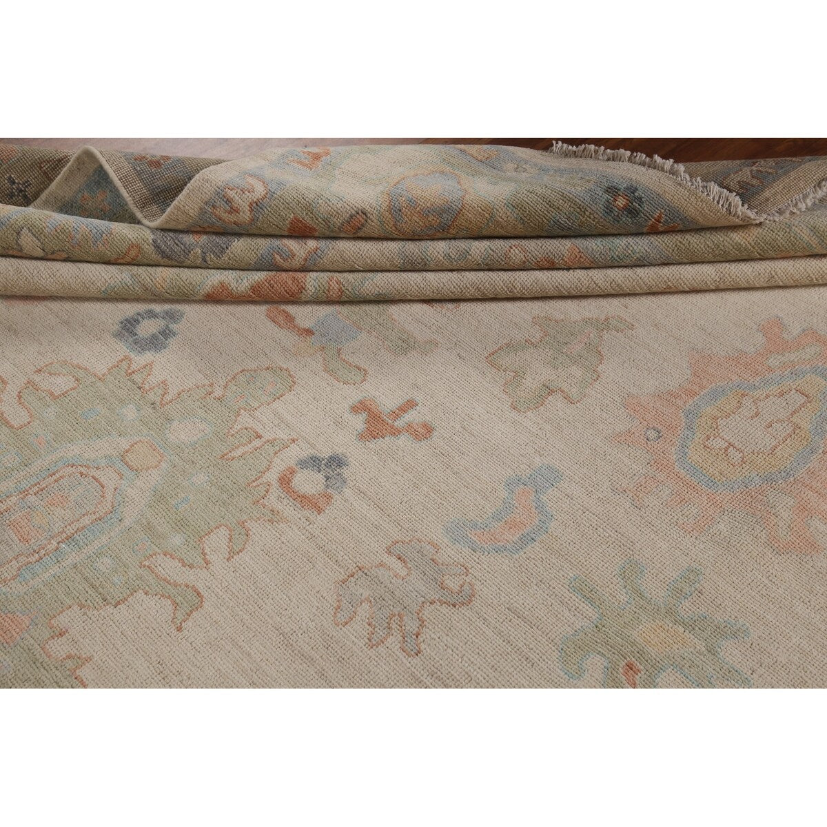 Muted Oushak Turkish Area Rug Handmade Wool Carpet - 9'1" x 11'10"