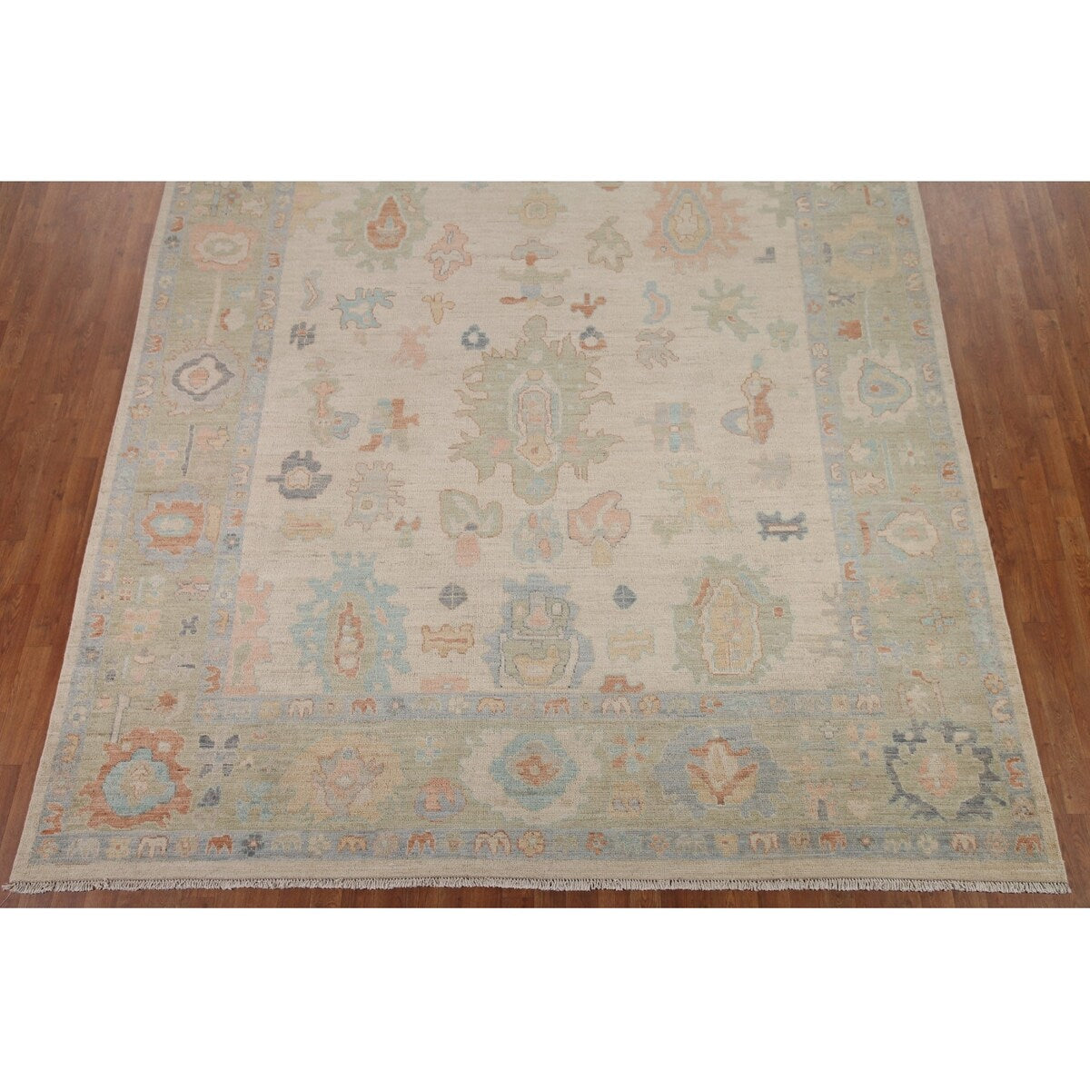 Muted Oushak Turkish Area Rug Handmade Wool Carpet - 9'1" x 11'10"