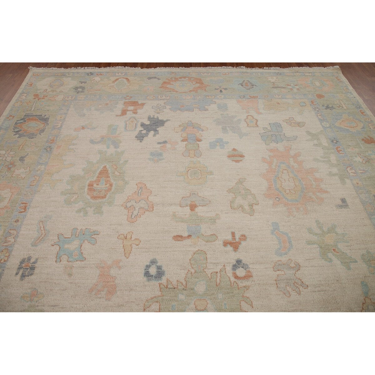 Muted Oushak Turkish Area Rug Handmade Wool Carpet - 9'1" x 11'10"