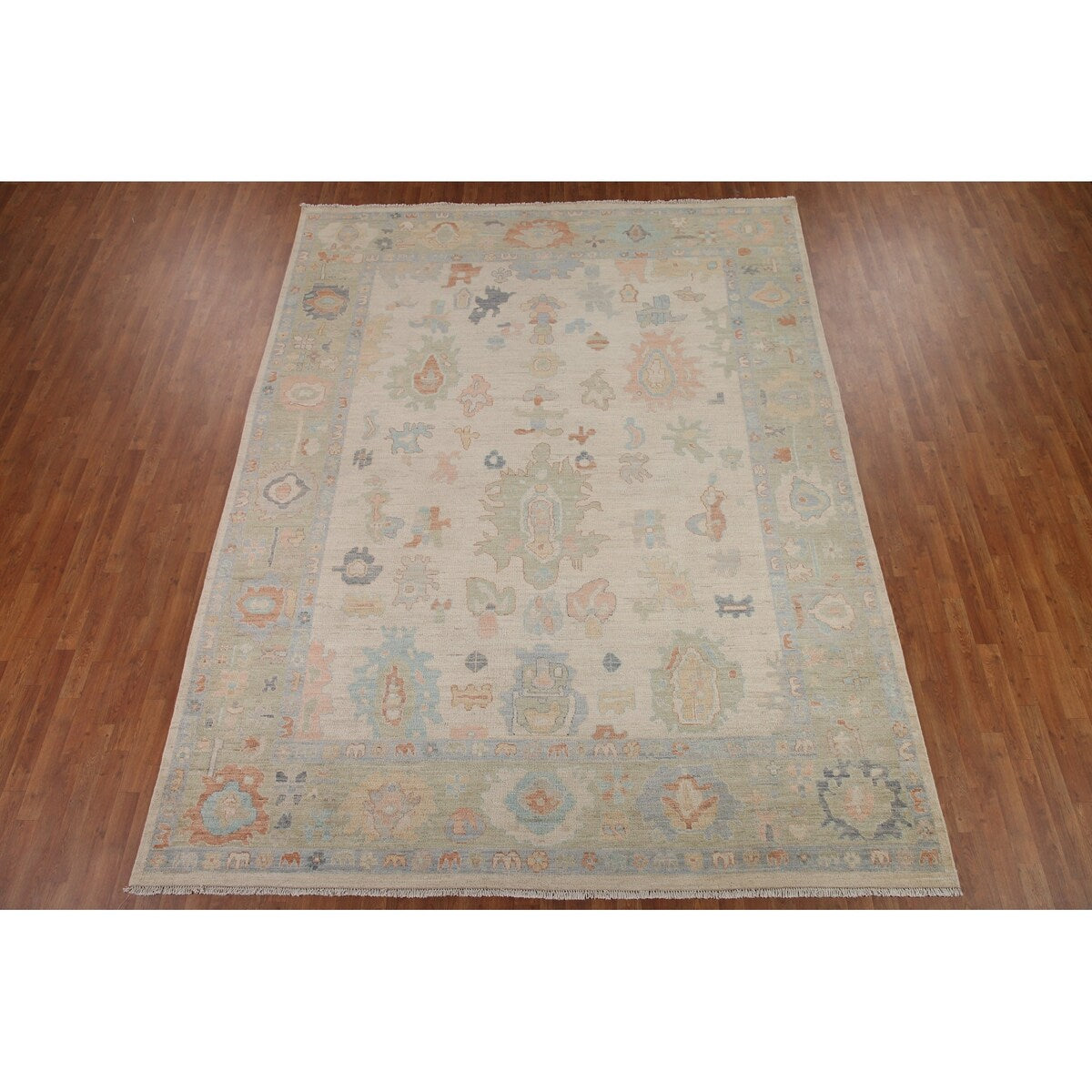 Muted Oushak Turkish Area Rug Handmade Wool Carpet - 9'1" x 11'10"