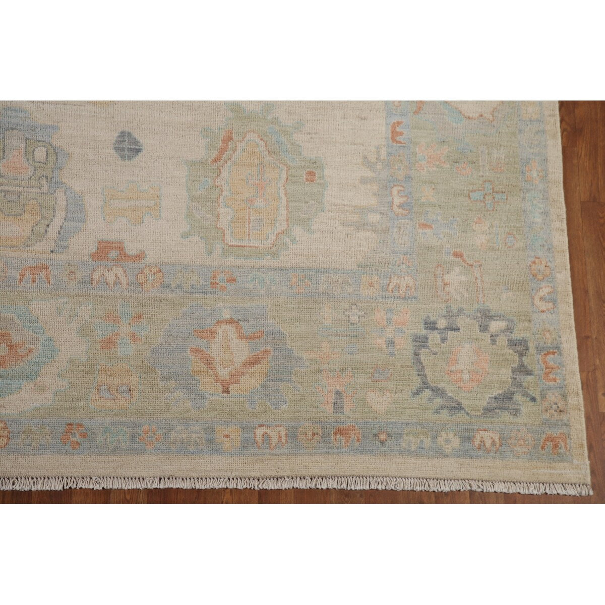 Muted Oushak Turkish Area Rug Handmade Wool Carpet - 9'1" x 11'10"