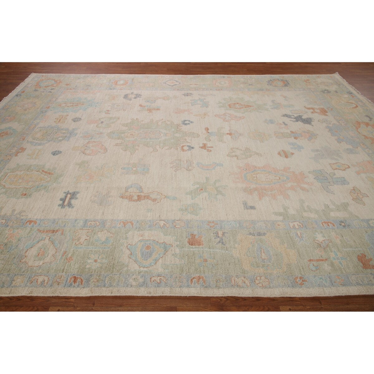 Muted Oushak Turkish Area Rug Handmade Wool Carpet - 9'1" x 11'10"