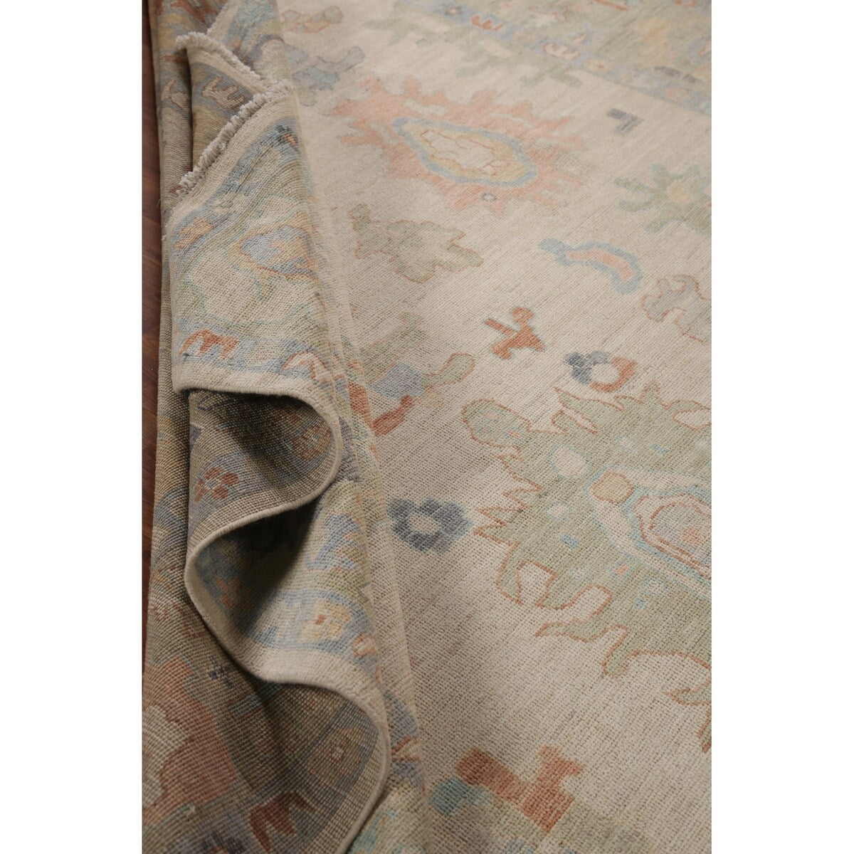 Muted Oushak Turkish Area Rug Handmade Wool Carpet - 9'1" x 11'10"