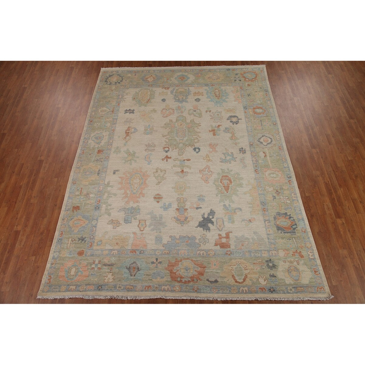 Muted Oushak Turkish Area Rug Handmade Wool Carpet - 9'1" x 11'10"