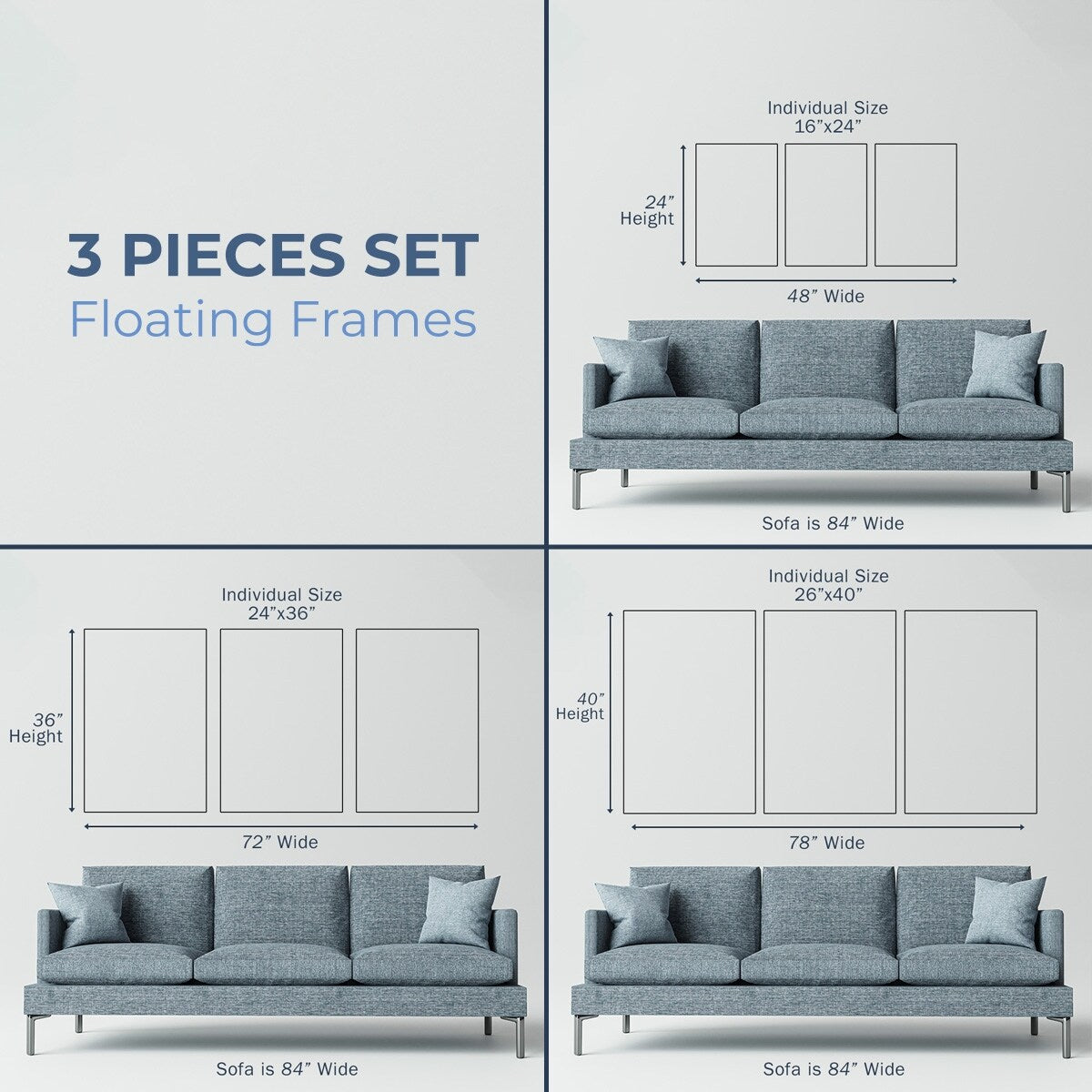 Muted Tonal Horizon II - Multi Piece Framed Canvas