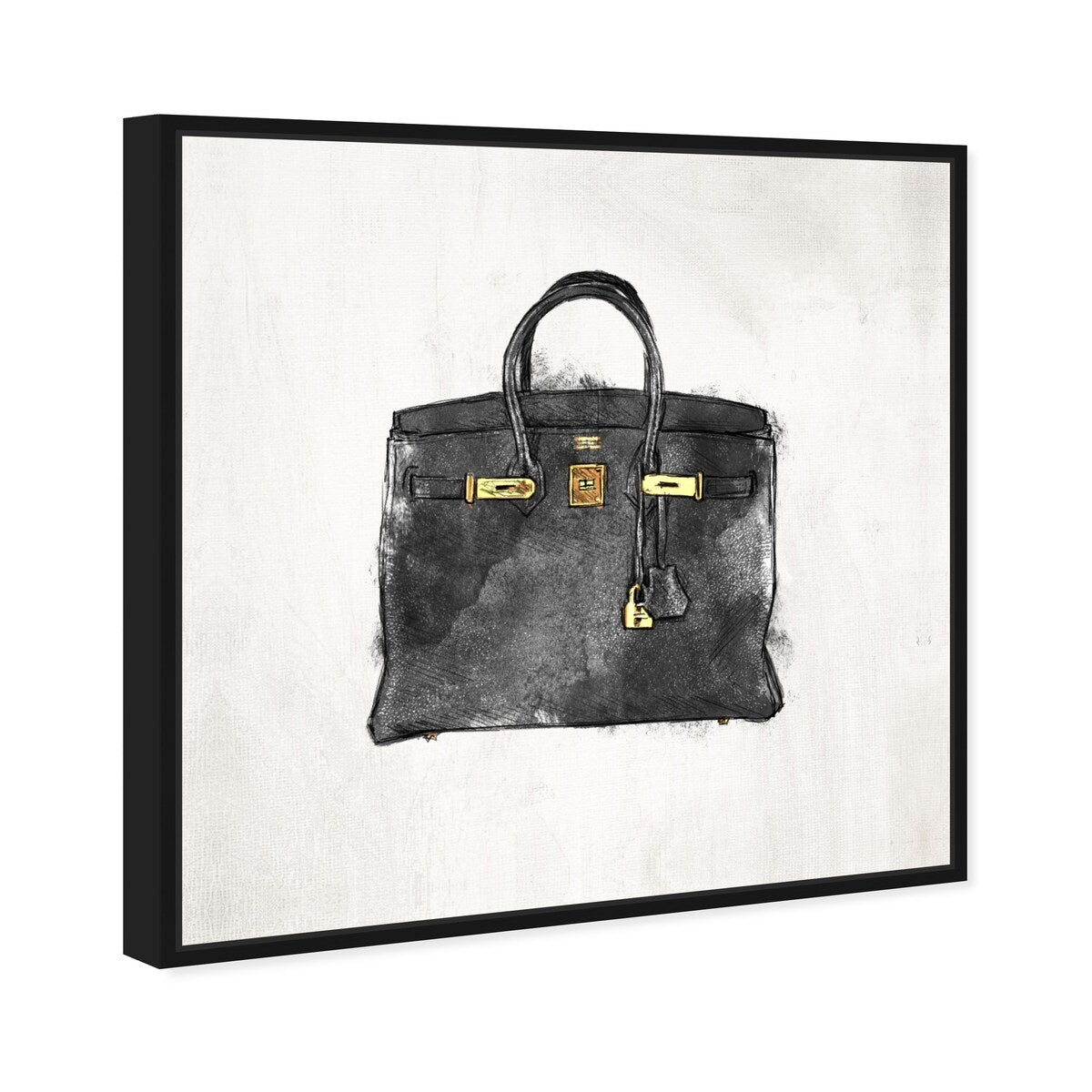 My Lucky Bag Black, French Glam Purse Modern Black Canvas Wall Art Print for Bedroom