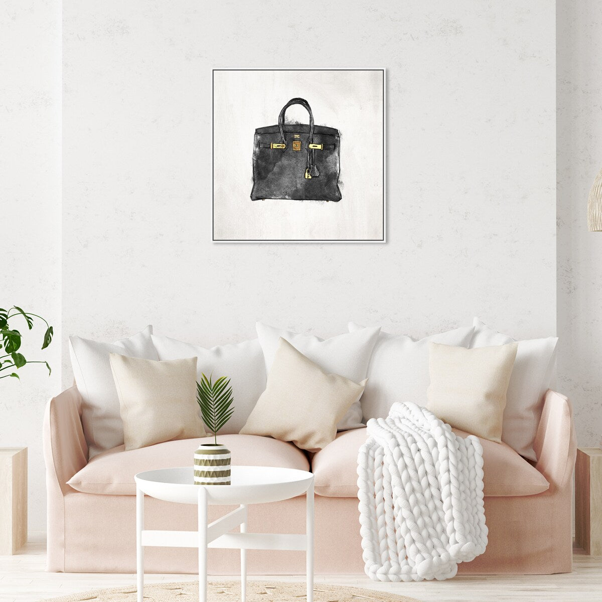 My Lucky Bag Black, French Glam Purse Modern Black Canvas Wall Art Print for Bedroom