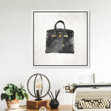 My Lucky Bag Black, French Glam Purse Modern Black Canvas Wall Art Print for Bedroom