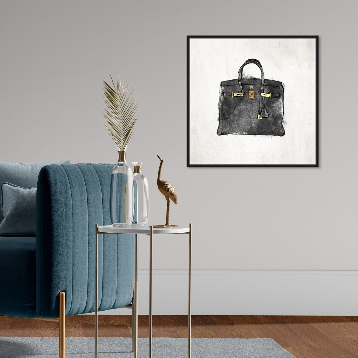 My Lucky Bag Black, French Glam Purse Modern Black Canvas Wall Art Print for Bedroom