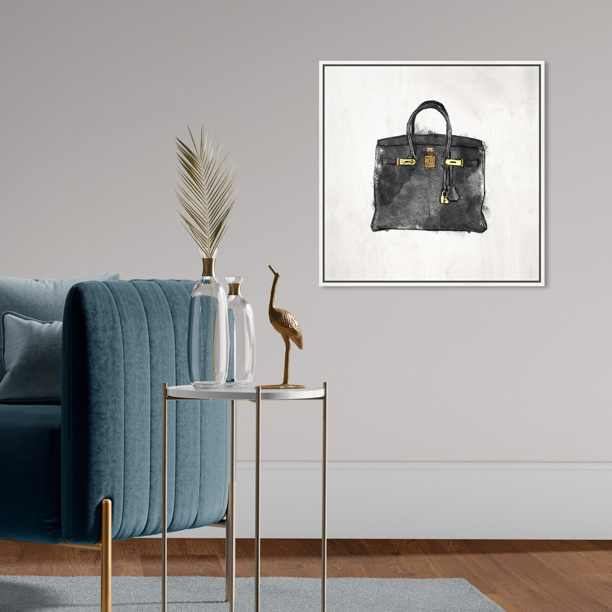 My Lucky Bag Black, French Glam Purse Modern Black Canvas Wall Art Print for Bedroom