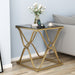 Myhozm End Table, Modern End Table with Glass Top, Square Side Table for Living Room, Bedroom, Sofa and Couch