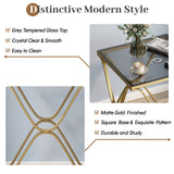 Myhozm End Table, Modern End Table with Glass Top, Square Side Table for Living Room, Bedroom, Sofa and Couch