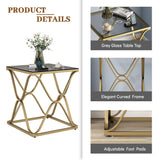 Myhozm End Table, Modern End Table with Glass Top, Square Side Table for Living Room, Bedroom, Sofa and Couch