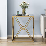 Myhozm End Table, Modern End Table with Glass Top, Square Side Table for Living Room, Bedroom, Sofa and Couch