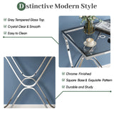 Myhozm End Table, Modern End Table with Glass Top, Square Side Table for Living Room, Bedroom, Sofa and Couch