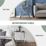 Myhozm End Table, Modern End Table with Glass Top, Square Side Table for Living Room, Bedroom, Sofa and Couch
