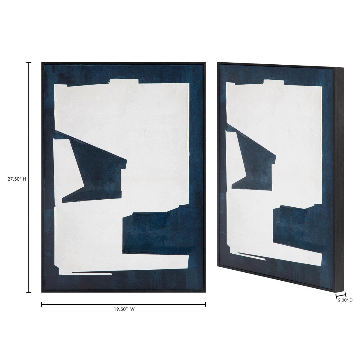 NADAAL STUDIOS Beatrix, Canvas Art with Black Pine Wood Frame, Navy
