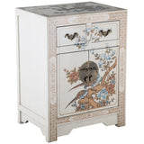 Handmade NES White Nature Motifs Oriental End Table (China)