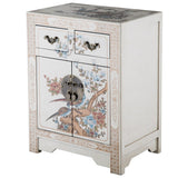 Handmade NES White Nature Motifs Oriental End Table (China)