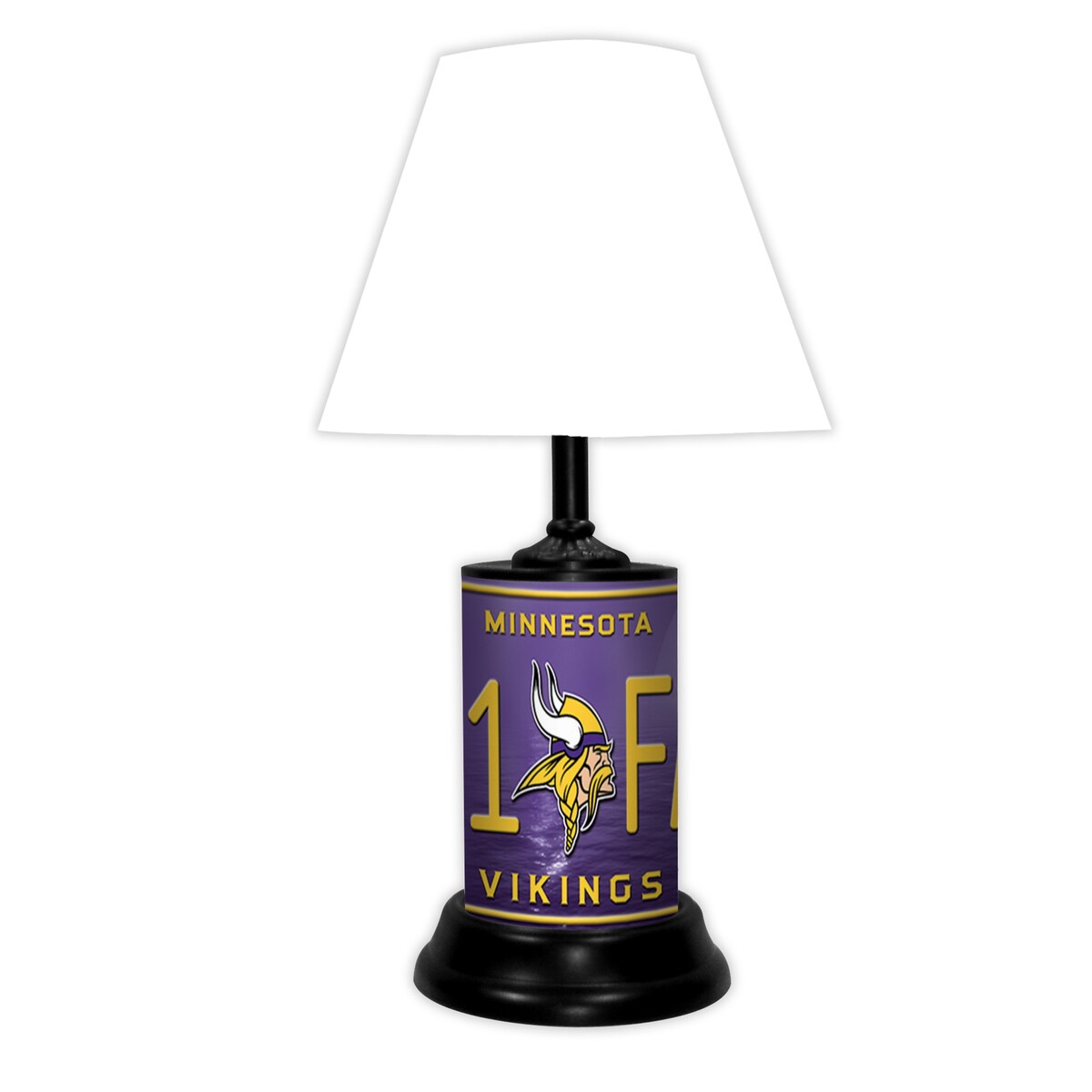 NFL 18-inch Desk/Table Lamp with Shade, #1 Fan with Team Logo, Minnesota Vikings - 18x10x10