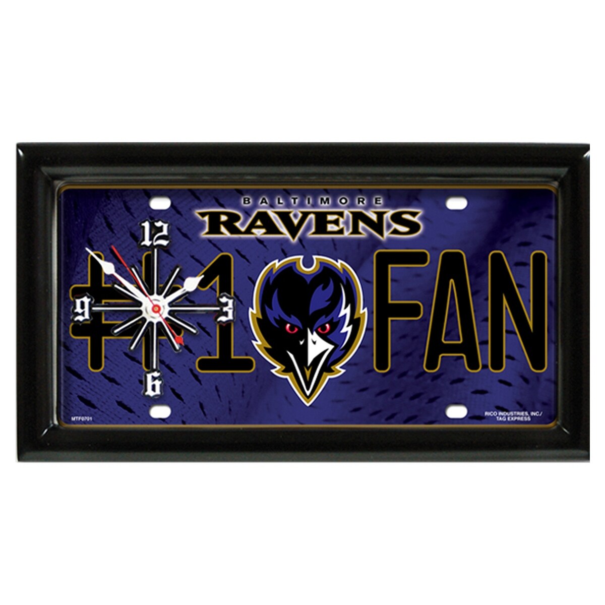 NFL Wall/Desk Analog Clock, #1 Fan with Team Logo - Baltimore Ravens