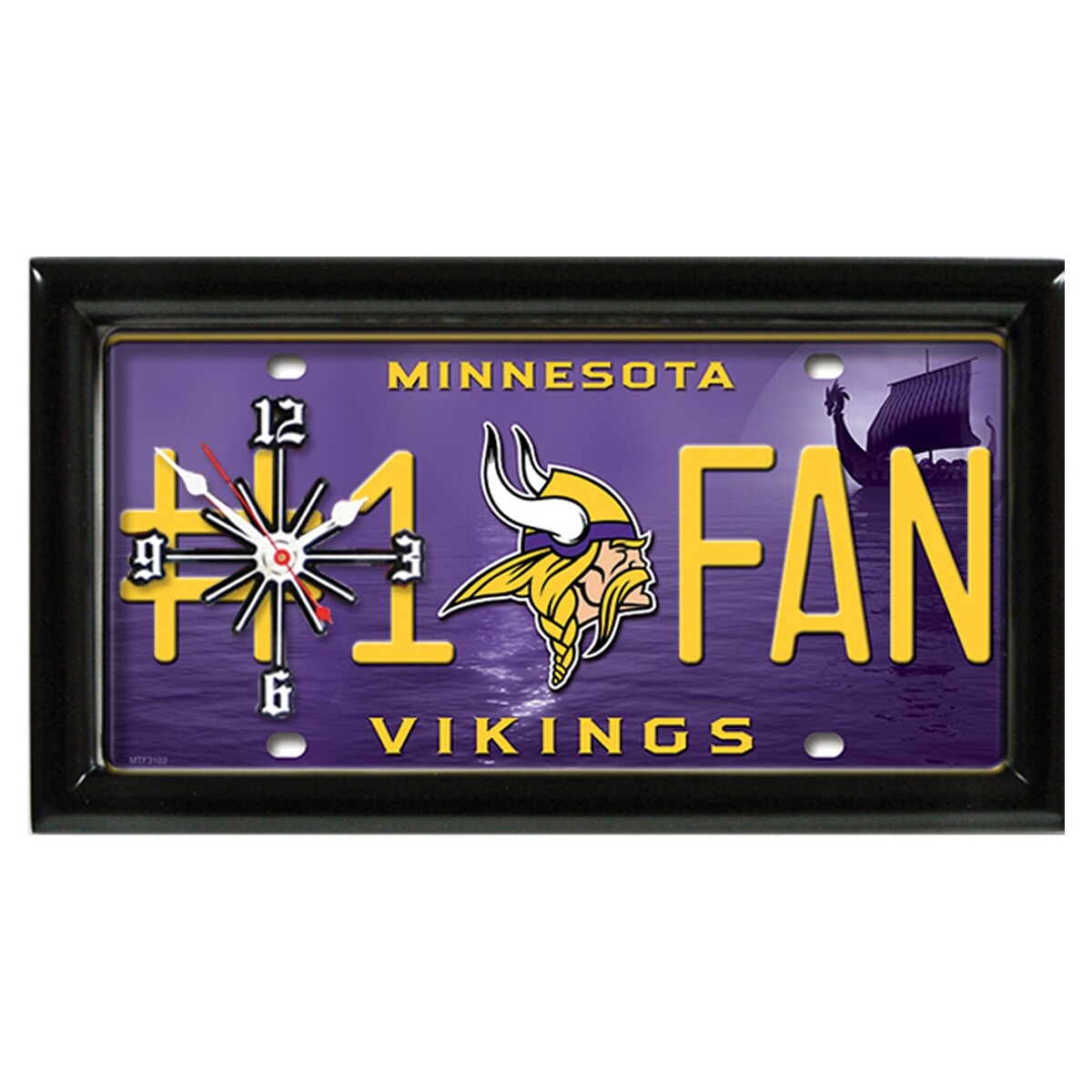 NFL Wall/Desk Analog Clock, #1 Fan with Team Logo - Minnesota Vikings
