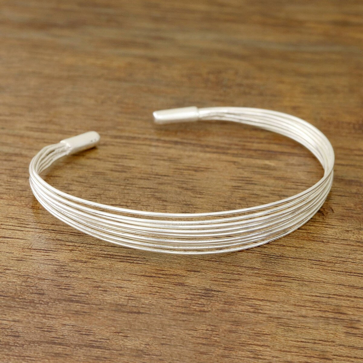 NOVICA Gleaming Delight, Sterling silver cuff bracelet